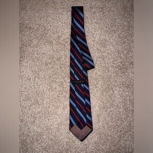 Yves Saint Laurent (YSL) - Vintage All Silk Classic Striped Blue and Red Tie